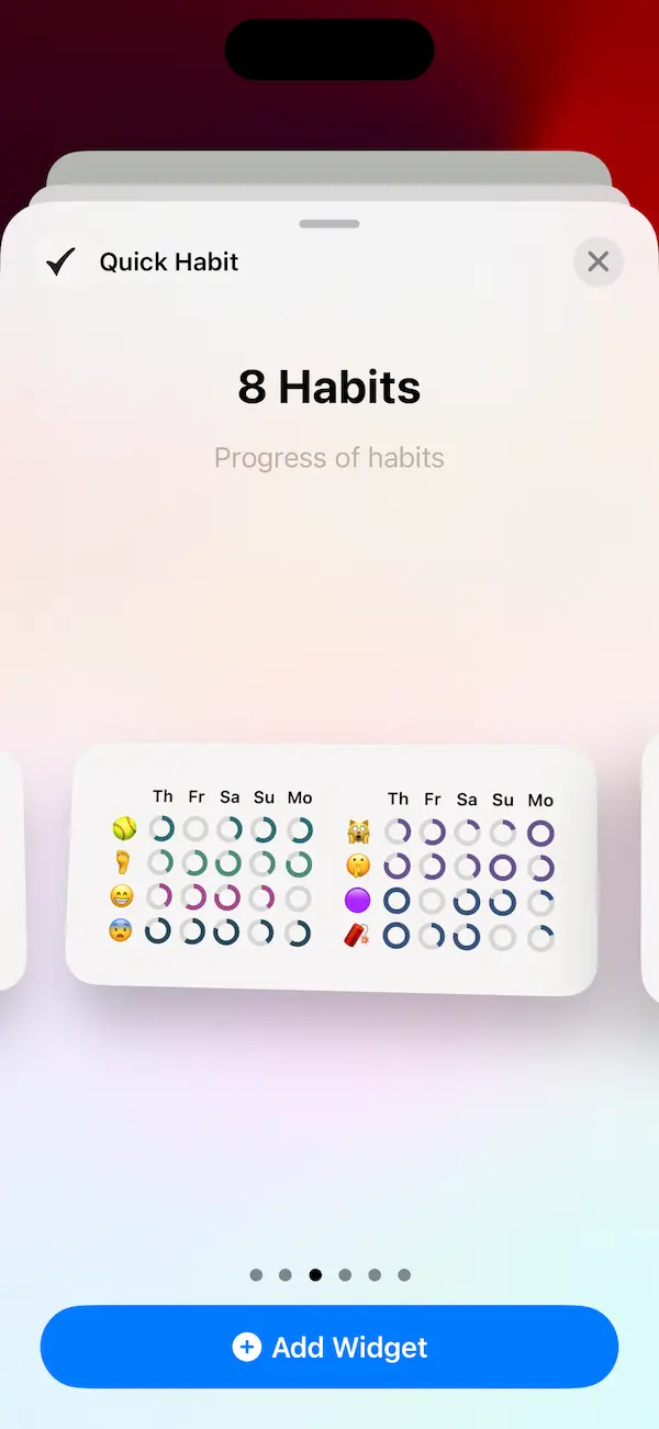 Medium widget including 8 habits