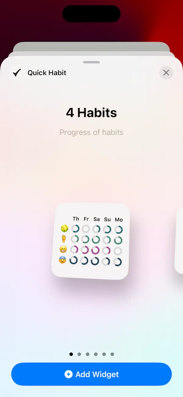 Small widget including 4 habits
