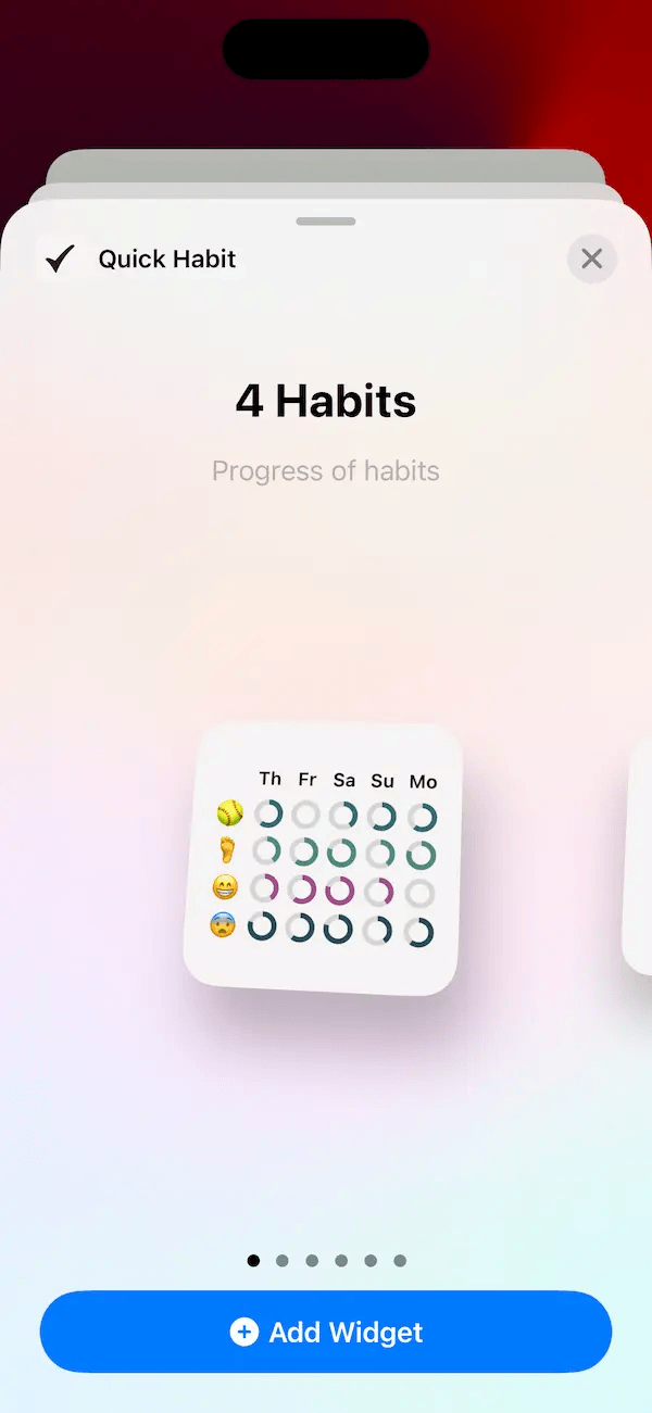 Small widget including 4 habits